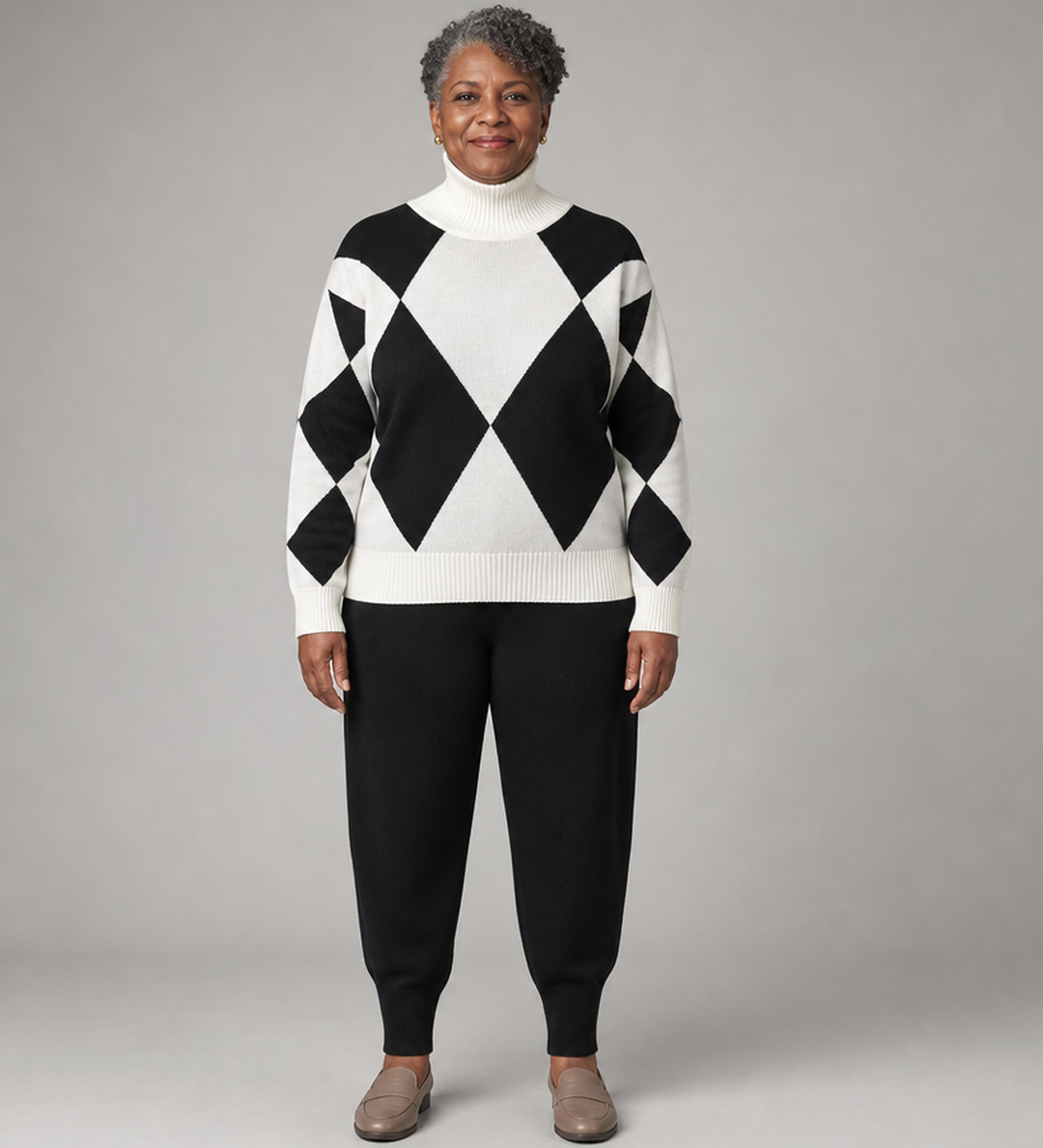 Zephyra | Argyle-neule ja jogging-housut