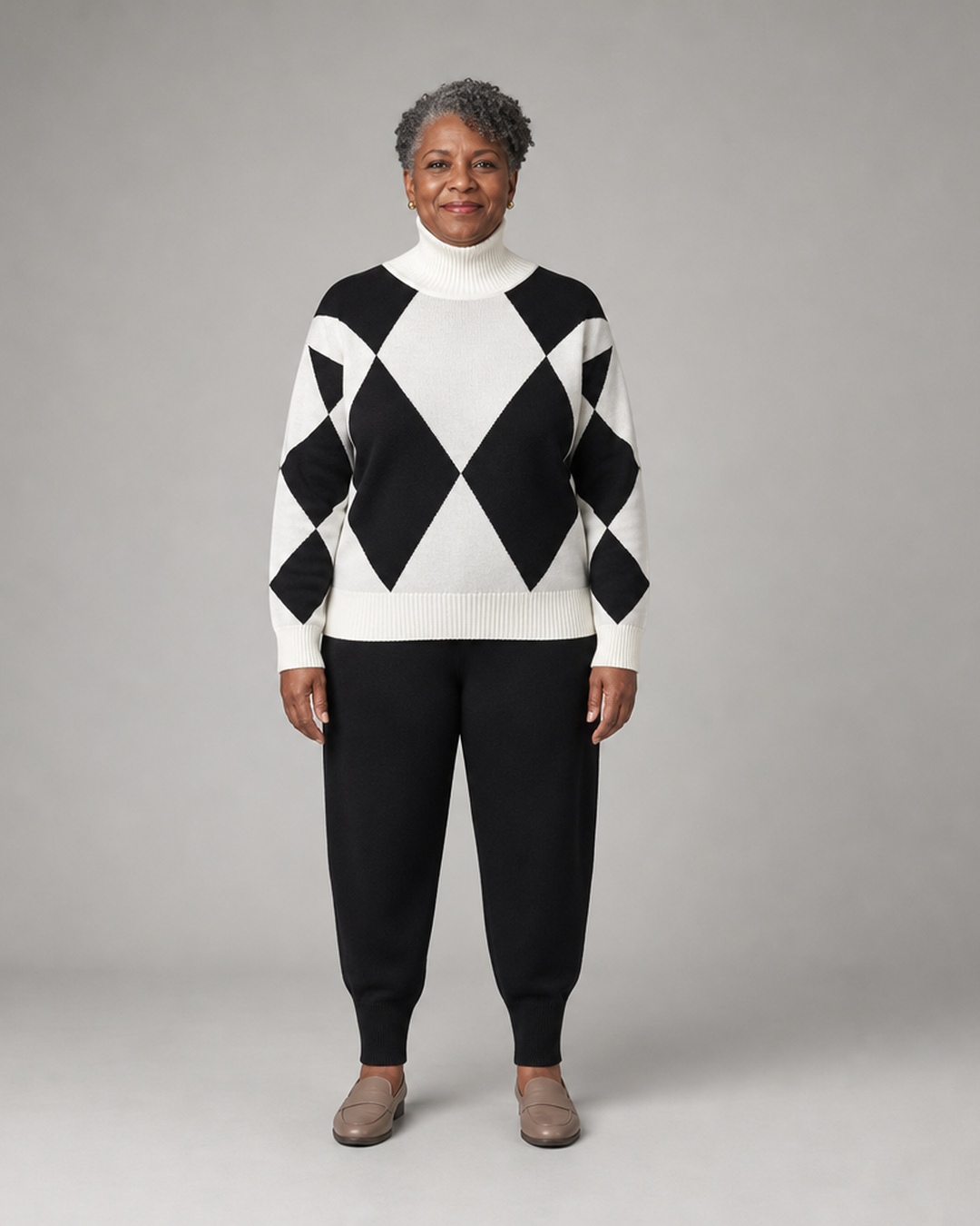 Zephyra | Argyle-neule ja jogging-housut