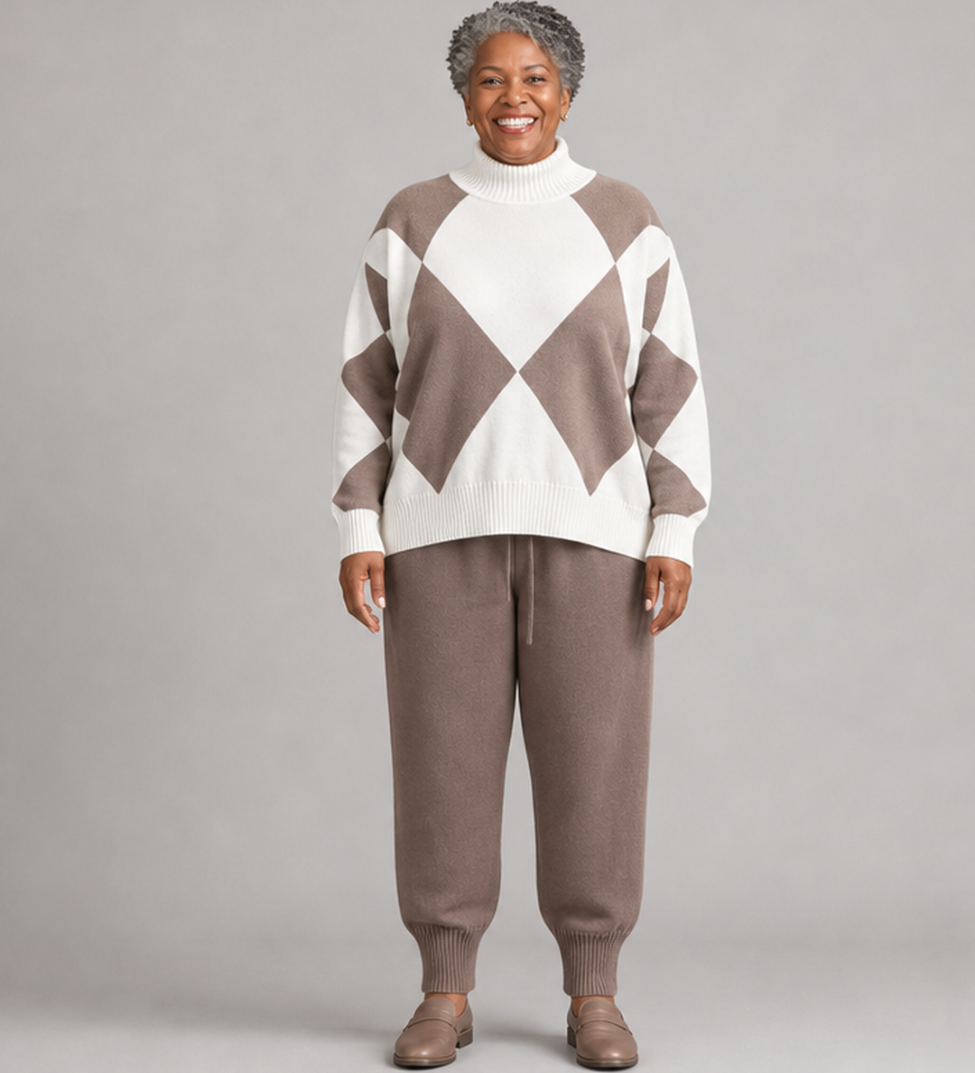 Zephyra | Argyle-neule ja jogging-housut