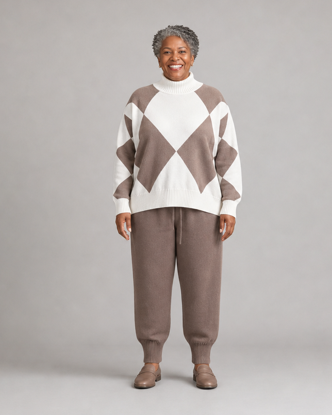 Zephyra | Argyle-neule ja jogging-housut