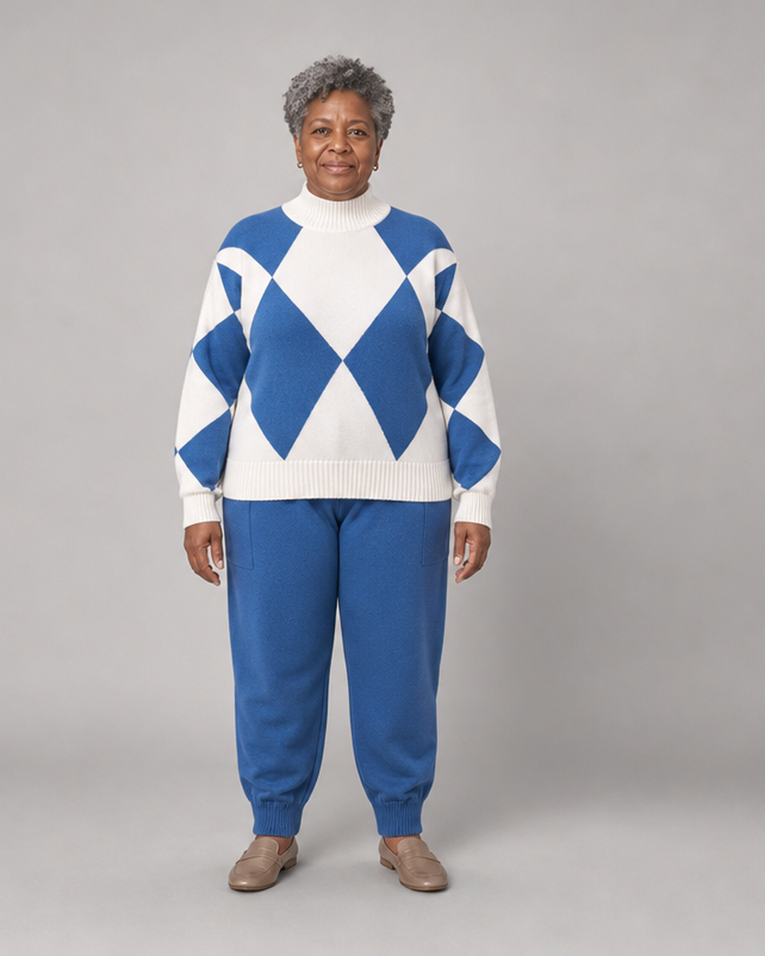 Zephyra | Argyle-neule ja jogging-housut