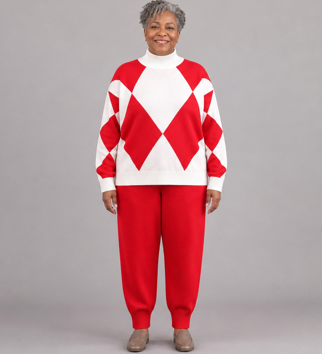 Zephyra | Argyle-neule ja jogging-housut