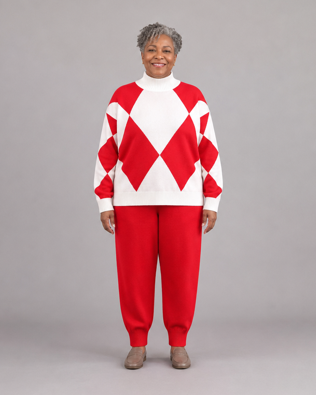 Zephyra | Argyle-neule ja jogging-housut