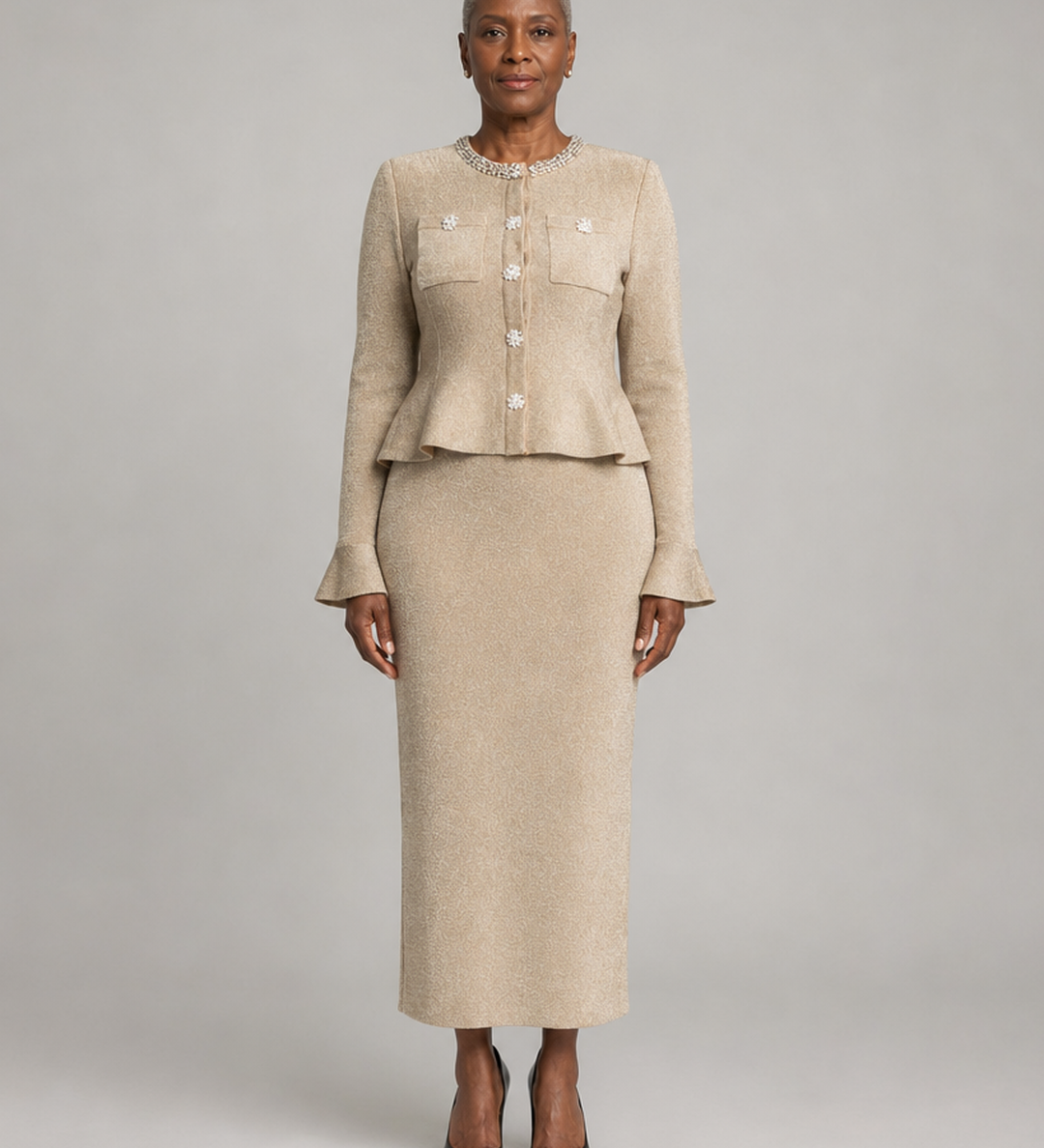 Magnolia | Kimaltava peplum-kaksiosainen kristalliyksityiskohdin