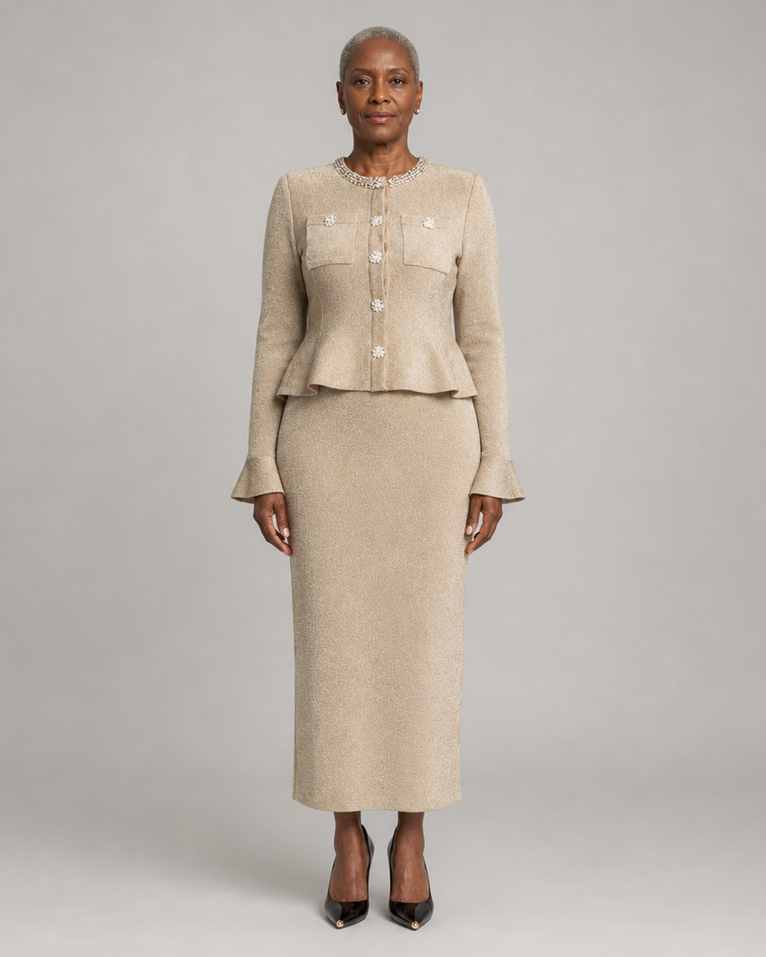 Magnolia | Kimaltava peplum-kaksiosainen kristalliyksityiskohdin