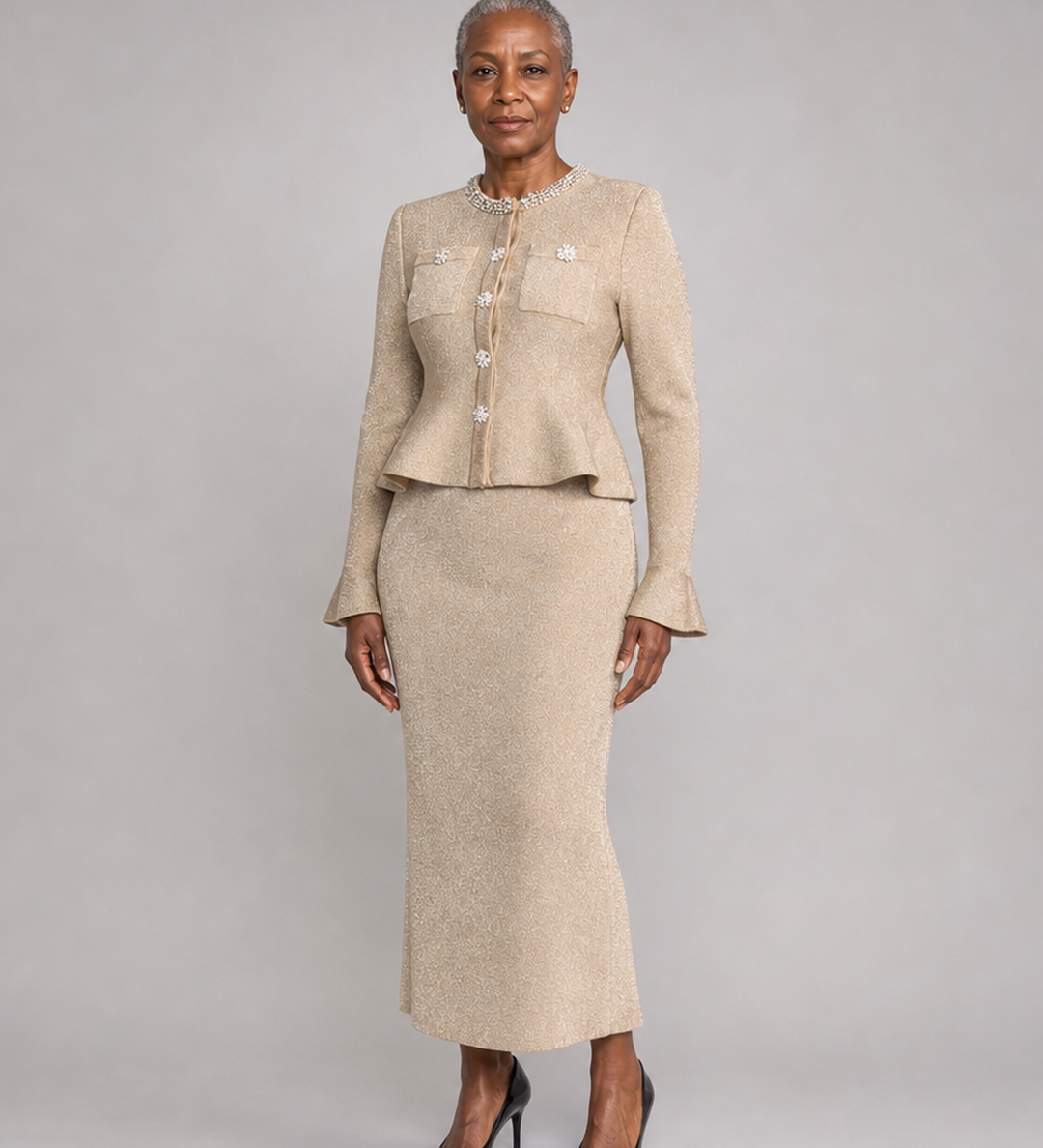 Magnolia | Kimaltava peplum-kaksiosainen kristalliyksityiskohdin