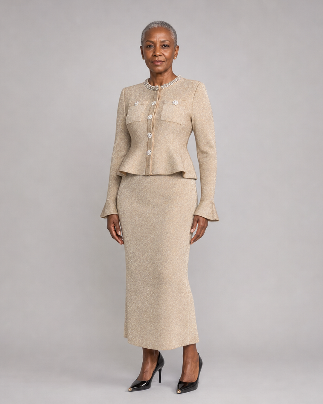 Magnolia | Kimaltava peplum-kaksiosainen kristalliyksityiskohdin