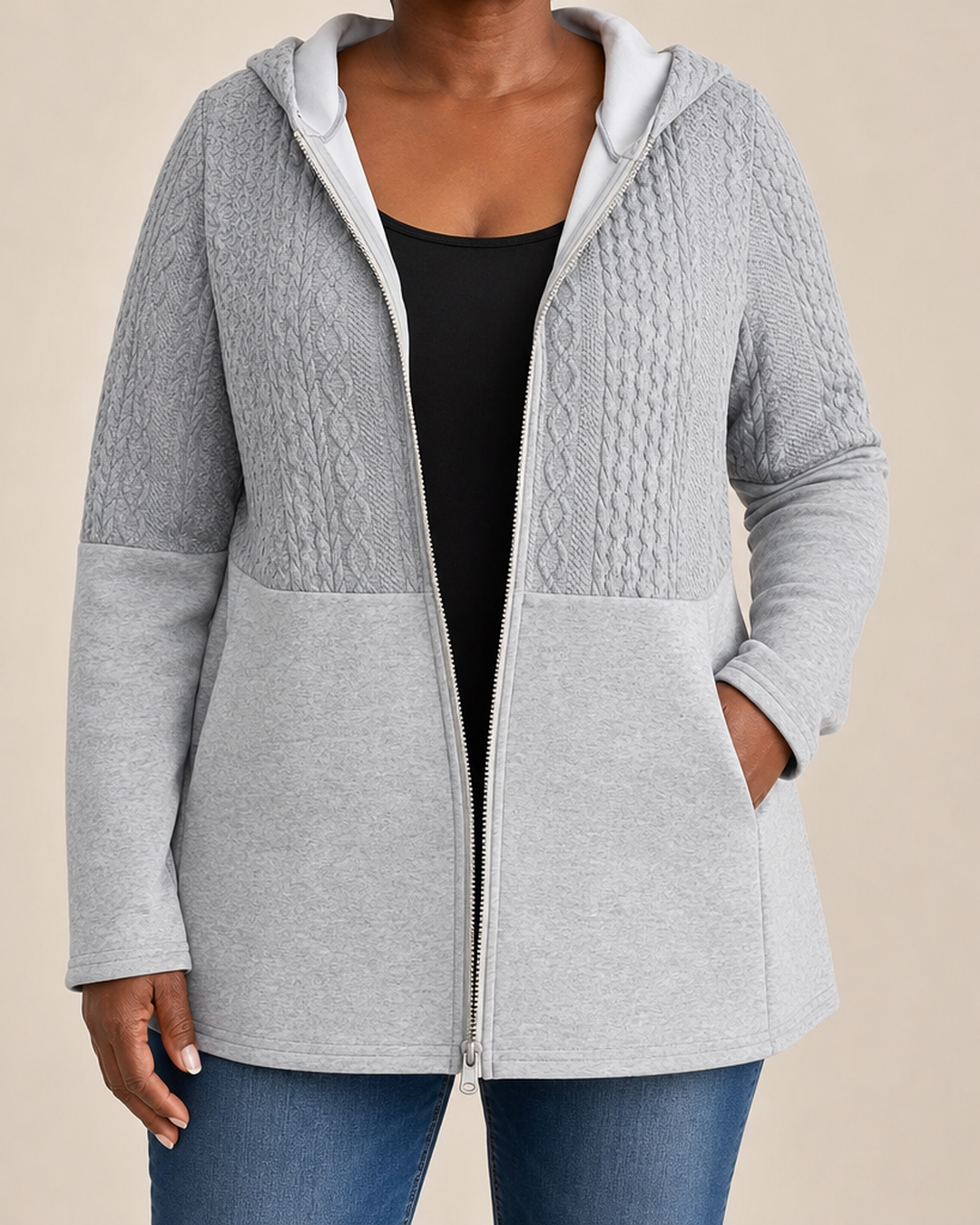 Shelia | Palmikkoneuleinen hupullinen takki