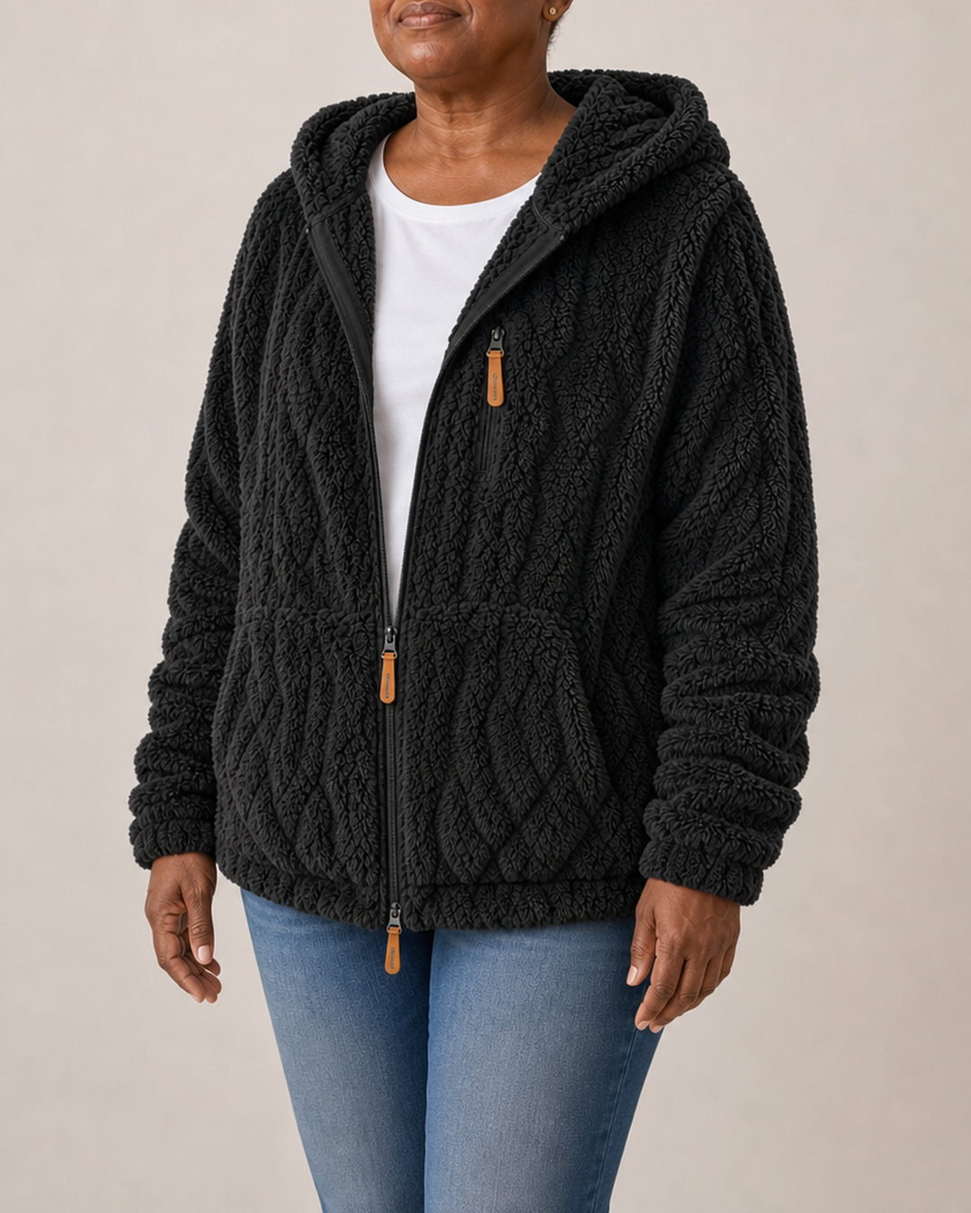 Lisa | Pintakuvioitu fleece-vetoketjutakki