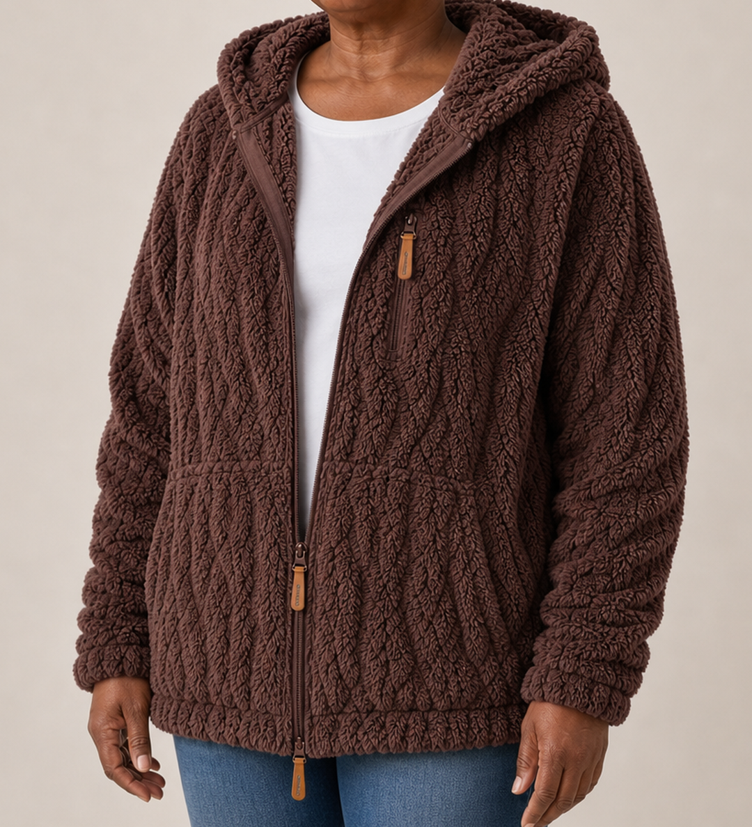 Lisa | Pintakuvioitu fleece-vetoketjutakki