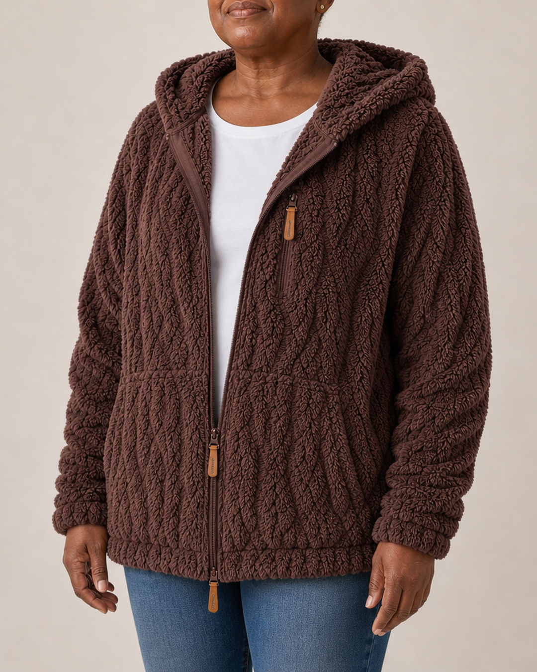 Lisa | Pintakuvioitu fleece-vetoketjutakki