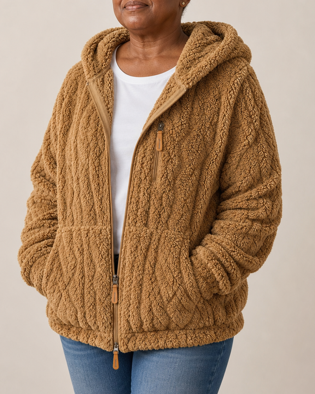 Lisa | Pintakuvioitu fleece-vetoketjutakki