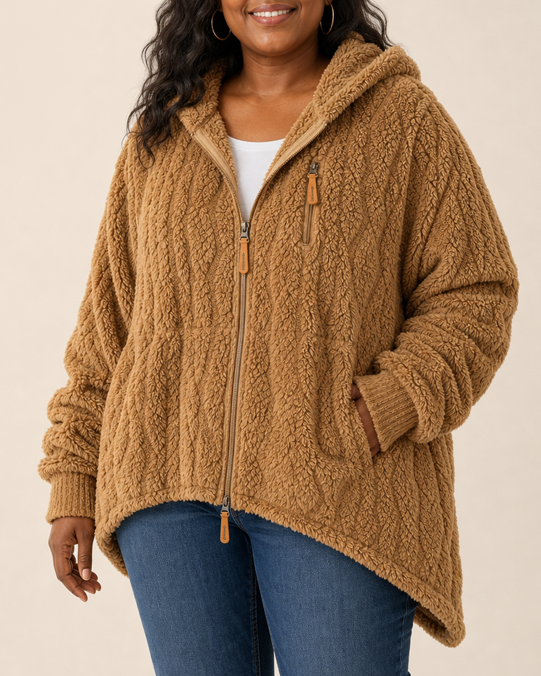 Lisa | Pintakuvioitu fleece-vetoketjutakki