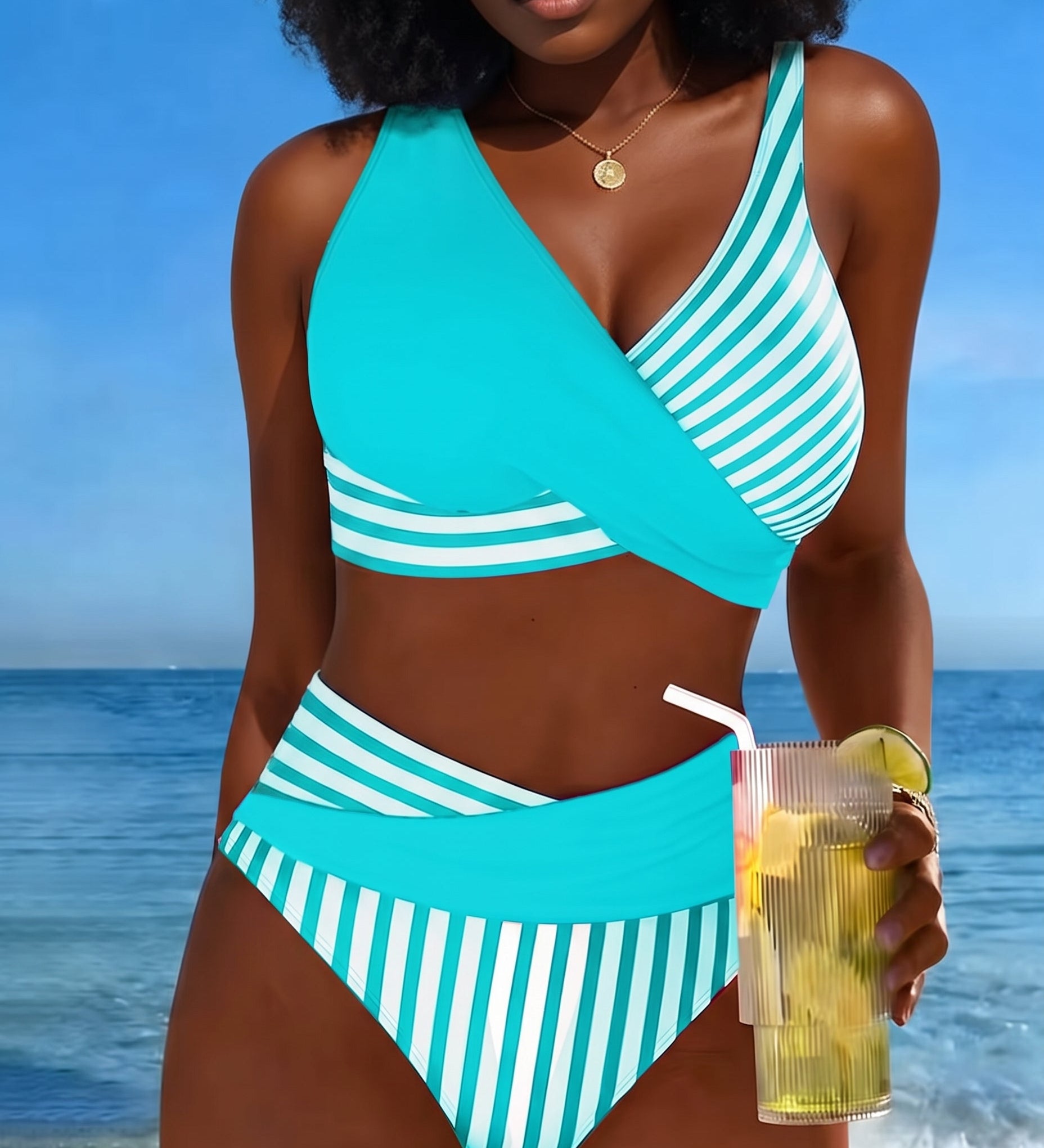 Jada | Raidallinen ristikkäinen bikini
