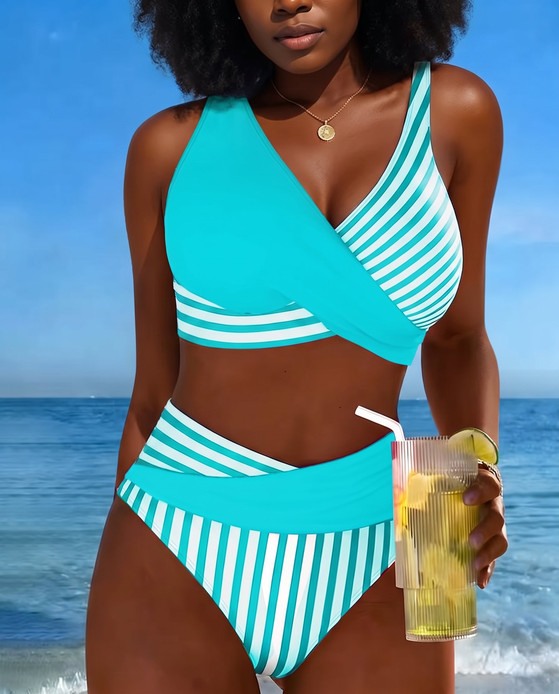 Jada | Raidallinen ristikkäinen bikini