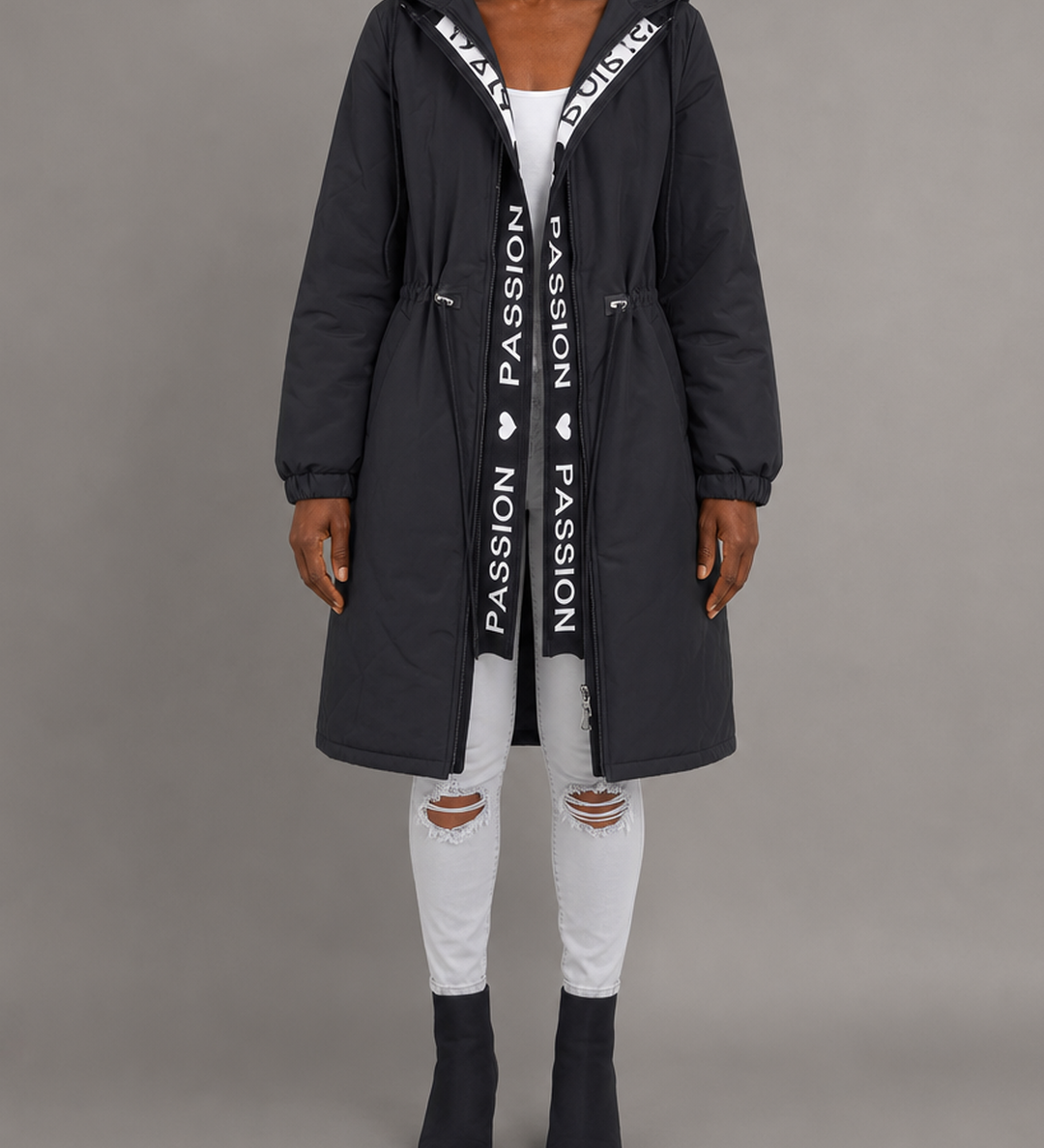 Judith | Hupullinen midiparka kiristysnyörillä
