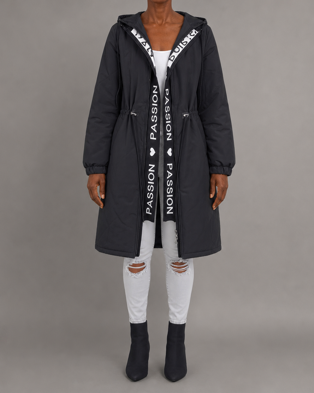 Judith | Hupullinen midiparka kiristysnyörillä