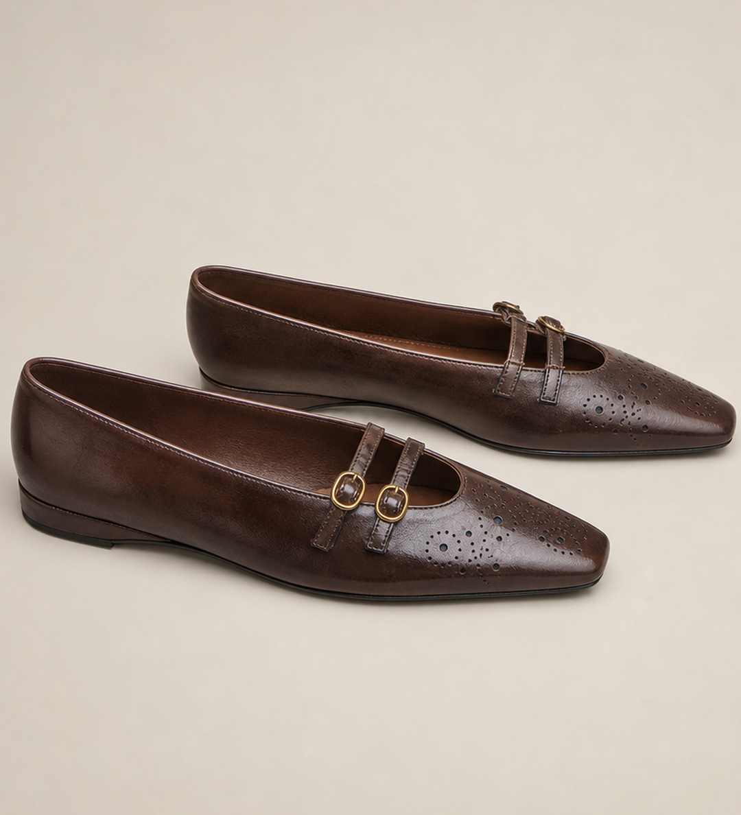 Louvenia | Brogue-ballerinat kahdella remmillä