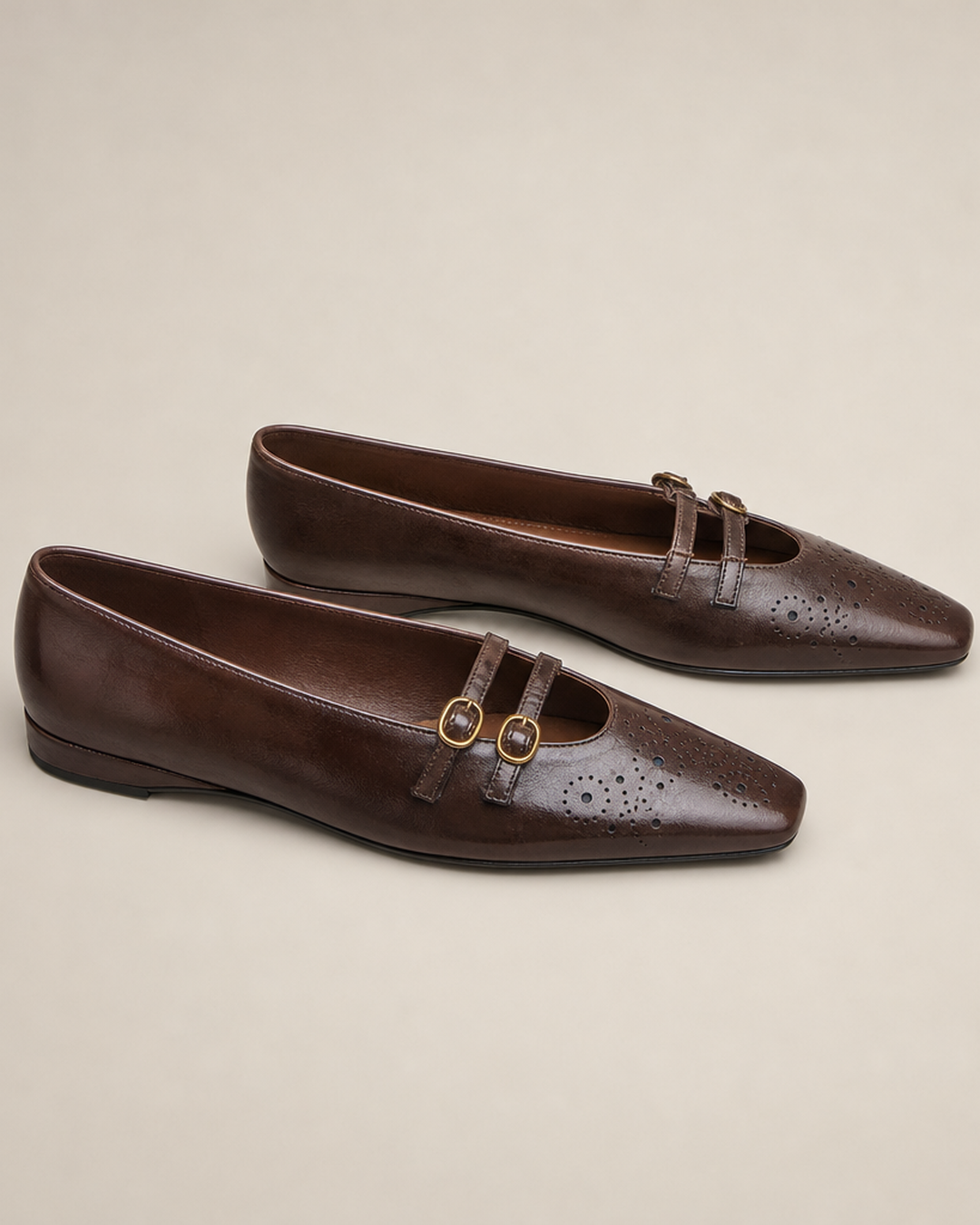 Louvenia | Brogue-ballerinat kahdella remmillä