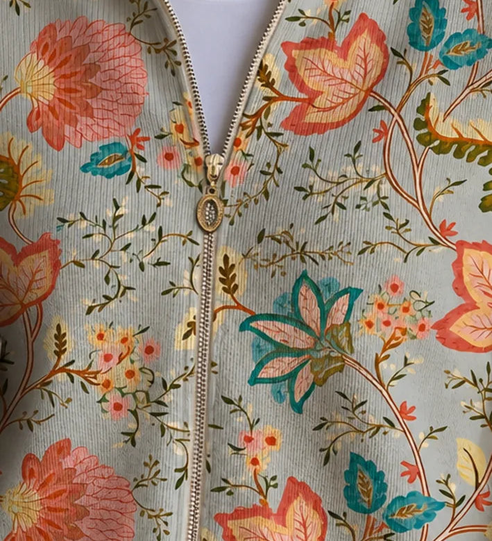 Xanthe | Vintage-puutarhakuosinen vetoketjutakki