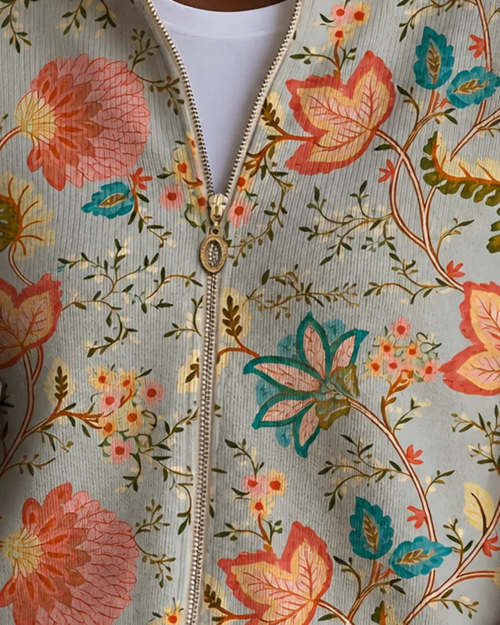 Xanthe | Vintage-puutarhakuosinen vetoketjutakki