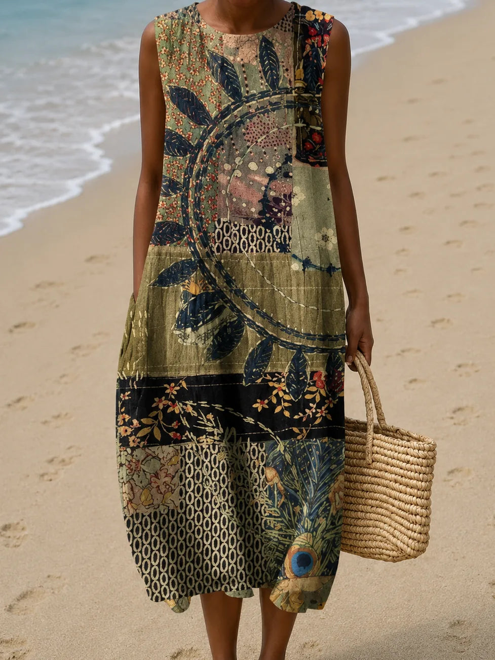 Brooke | Hihaton kuviollinen midimekko
