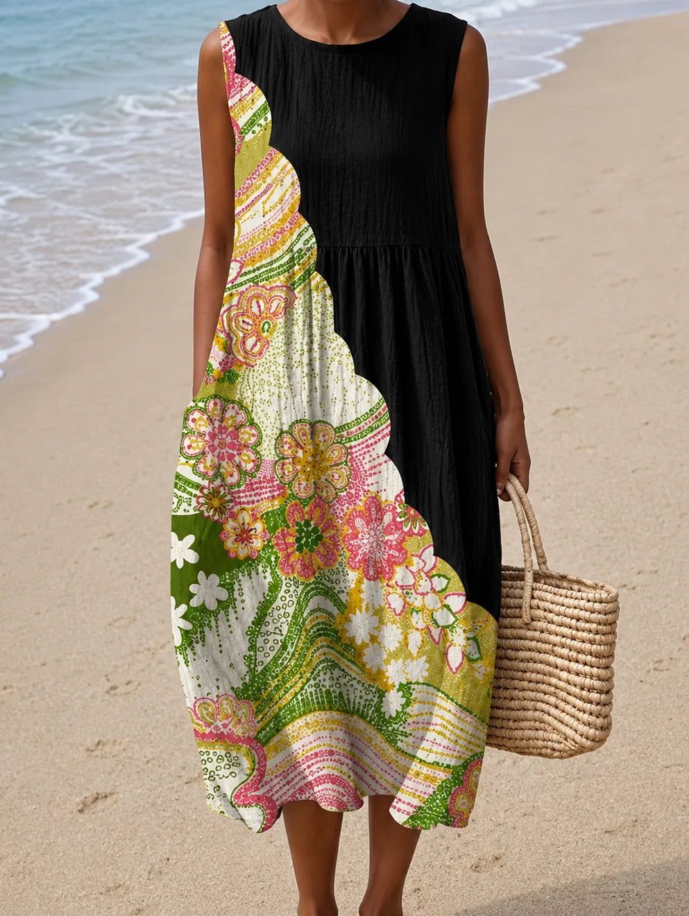 Lauren | Hihaton kuviollinen midimekko