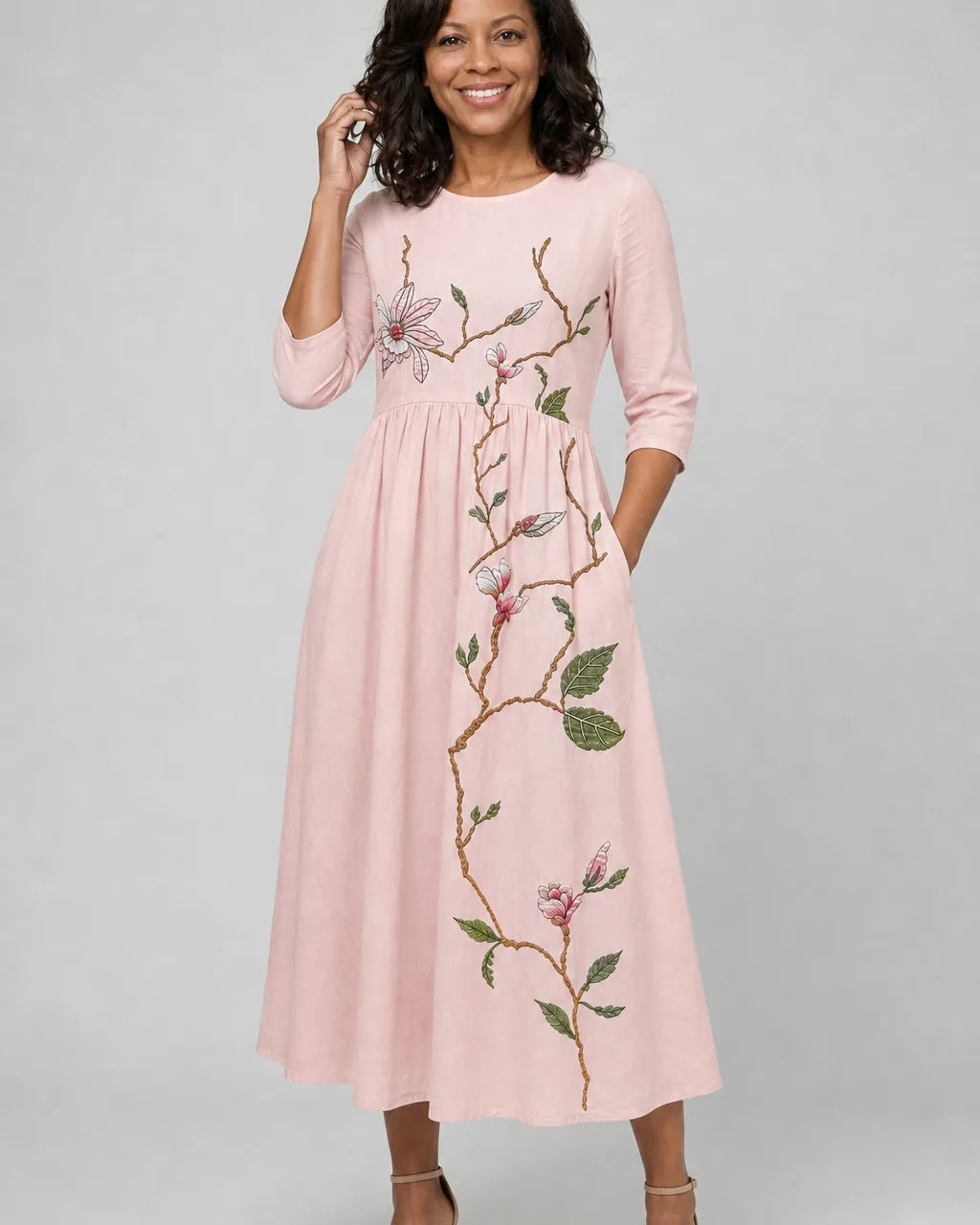 Kesse | Vaaleanpunainen magnoliamidimekko