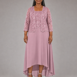 Elegant | Pitsi- ja sifonkimidimekko jakulla häävieraalle