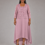 Elegant | Pitsi- ja sifonkimidimekko jakulla häävieraalle
