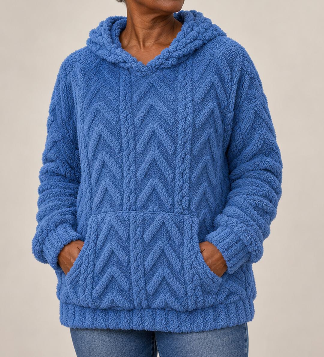 Maggie | Pintakuvioitu fleece-huppareitakki