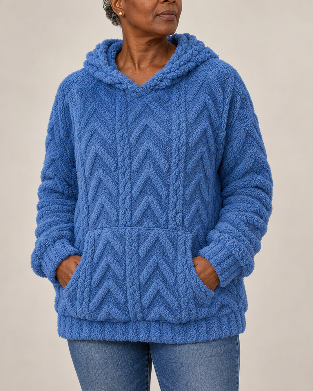 Maggie | Pintakuvioitu fleece-huppareitakki