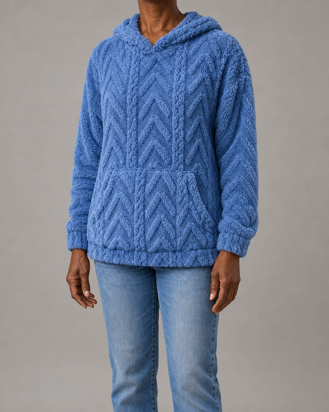 Maggie | Pintakuvioitu fleece-huppareitakki