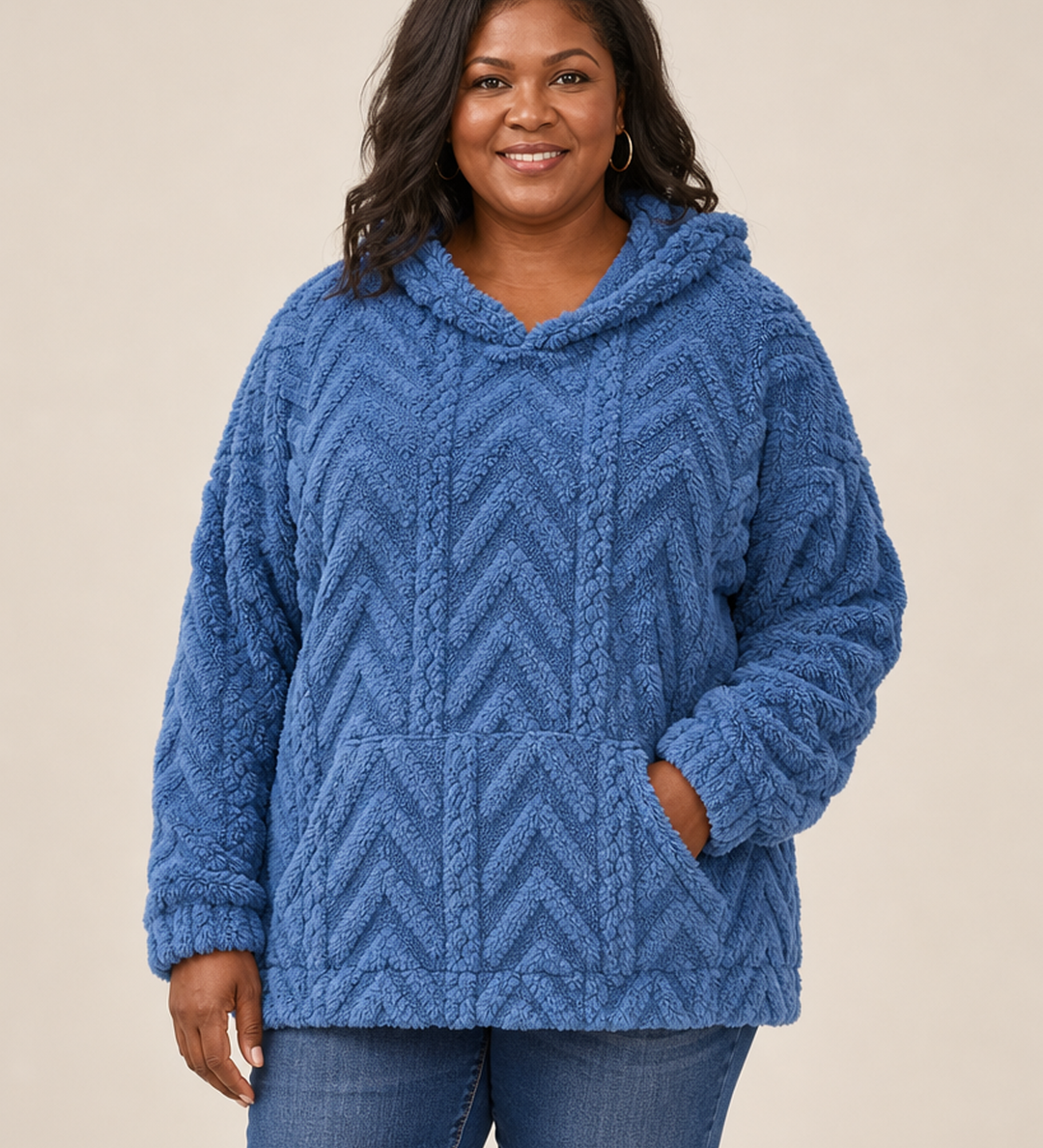 Maggie | Pintakuvioitu fleece-huppareitakki
