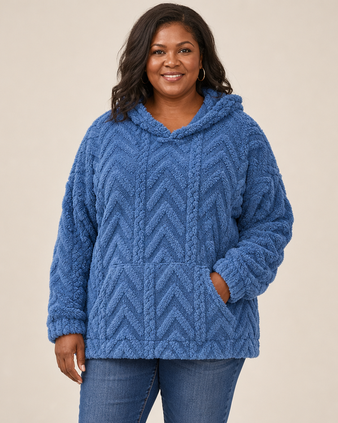 Maggie | Pintakuvioitu fleece-huppareitakki