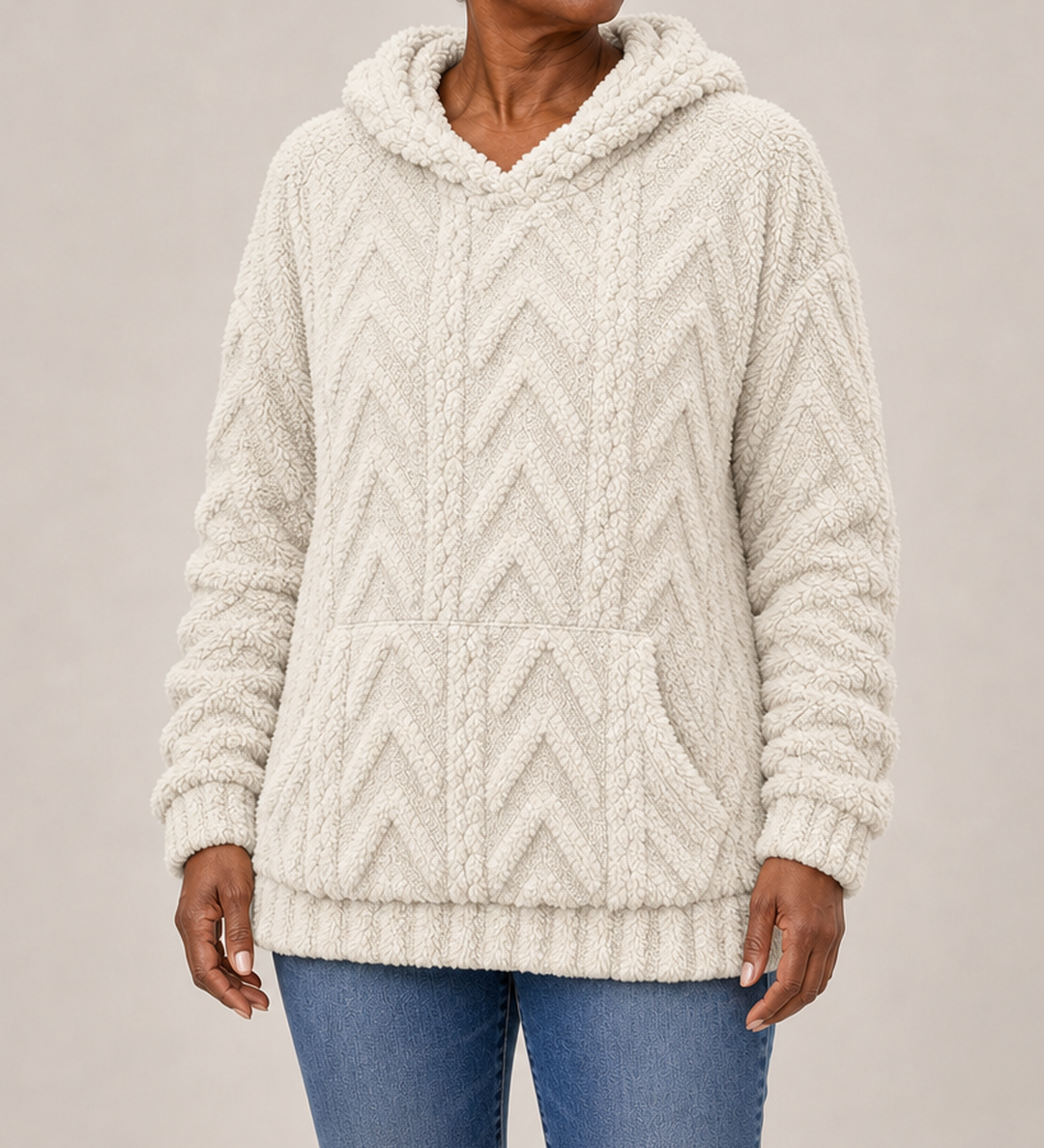 Maggie | Pintakuvioitu fleece-huppareitakki