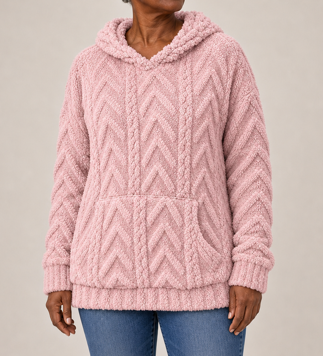 Maggie | Pintakuvioitu fleece-huppareitakki
