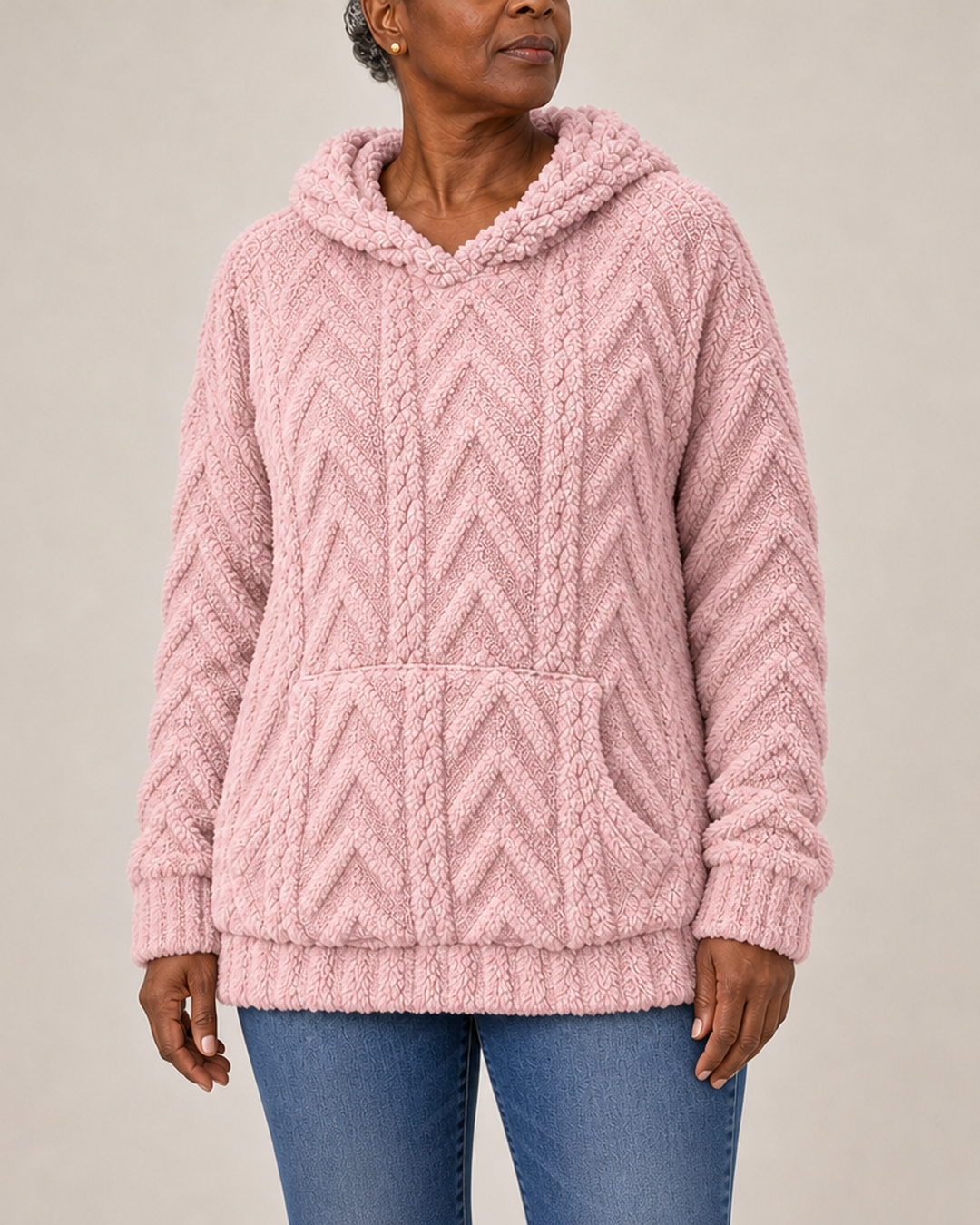 Maggie | Pintakuvioitu fleece-huppareitakki