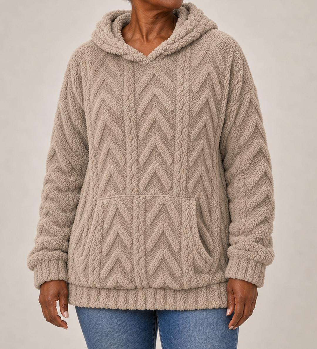 Maggie | Pintakuvioitu fleece-huppareitakki