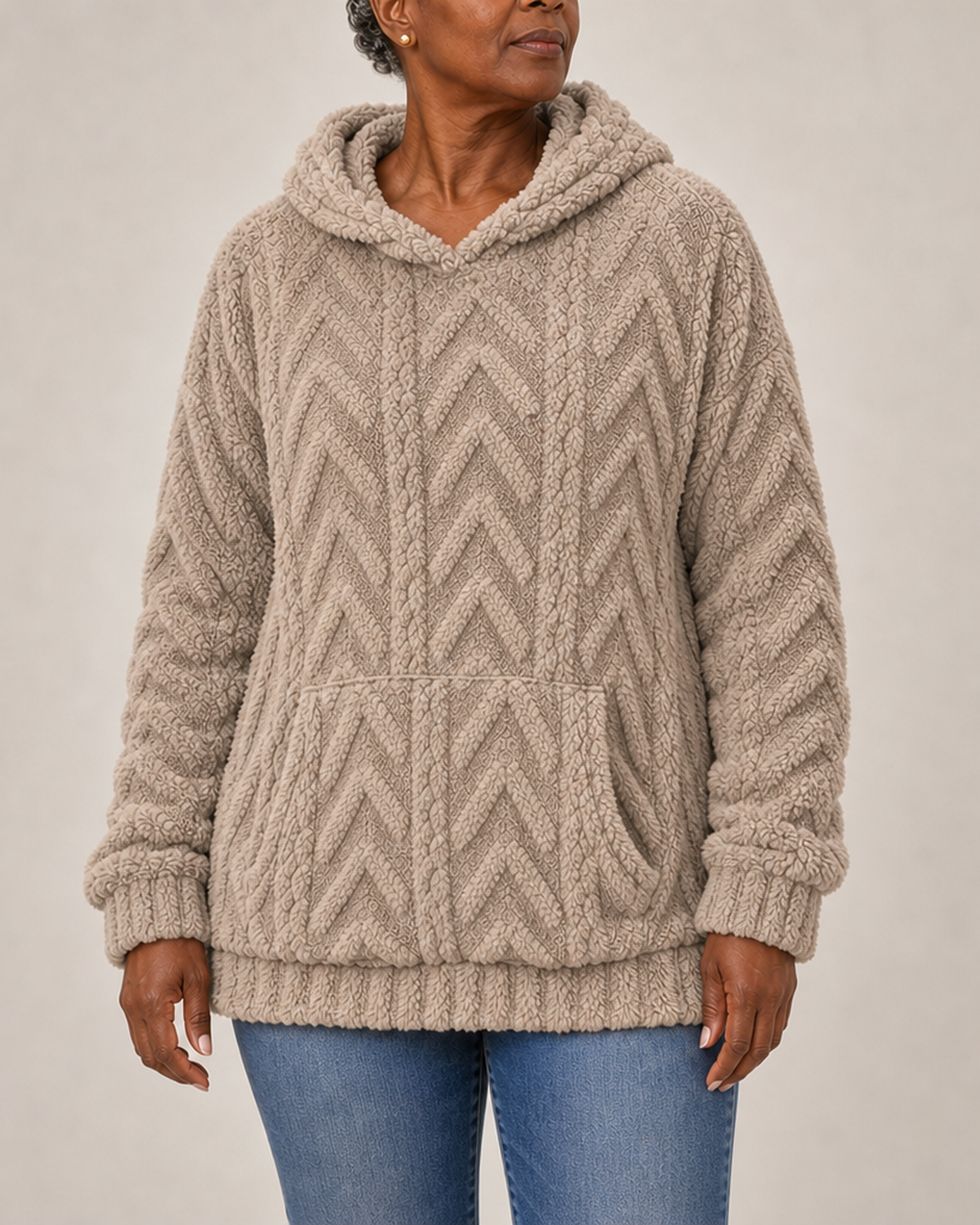 Maggie | Pintakuvioitu fleece-huppareitakki