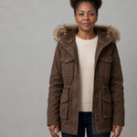 Flavia | Hupullinen parka tekoturkisreunuksella
