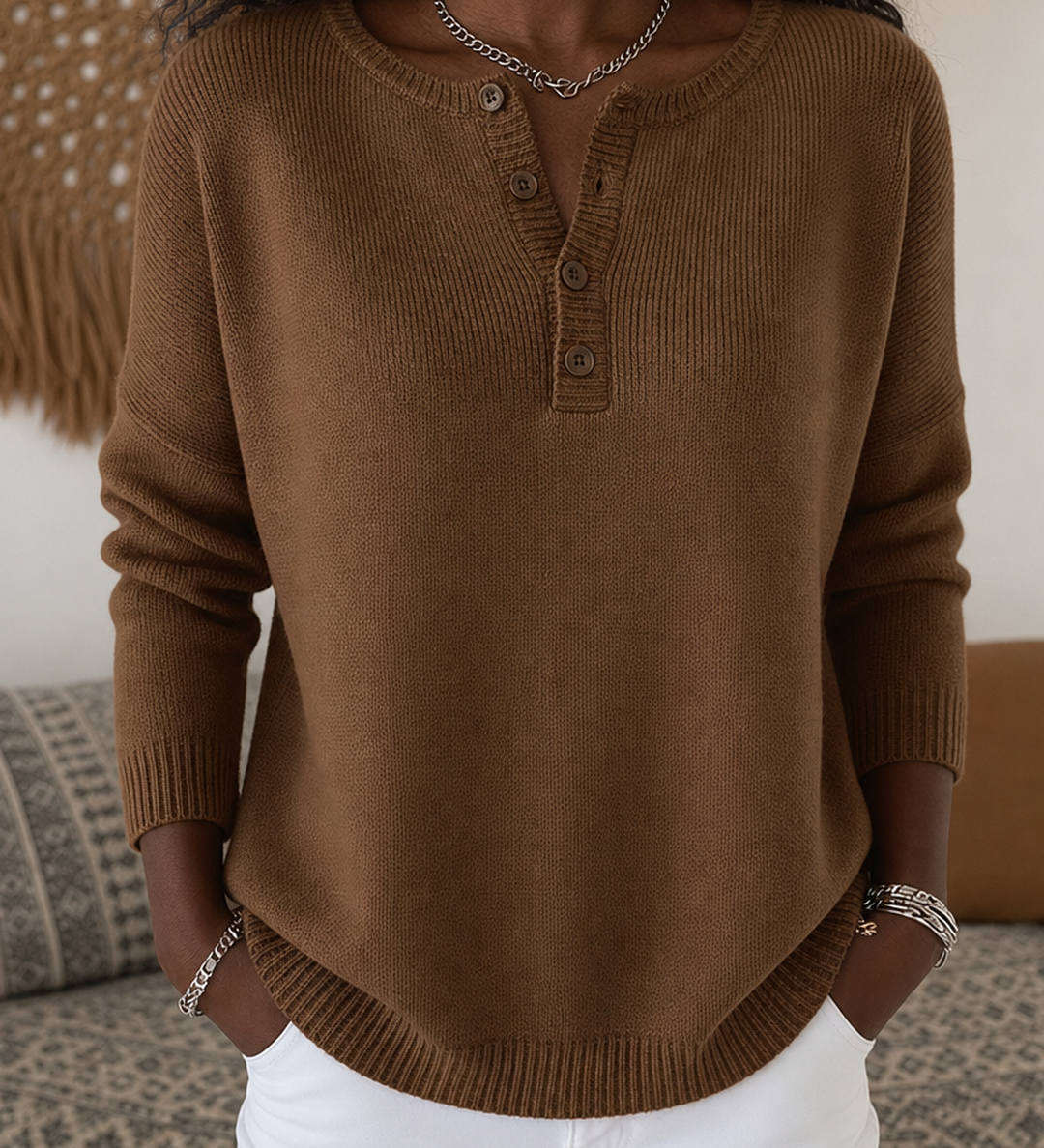 Helena | Napitettava henley-neule