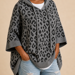 Emilia | Eläinkuvioinen neulottu hupullinen poncho