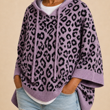 Emilia | Eläinkuvioinen neulottu hupullinen poncho