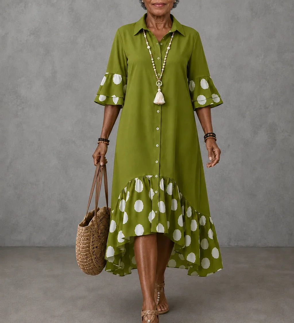 Kelechi | Pilkullinen mekko kauluksella