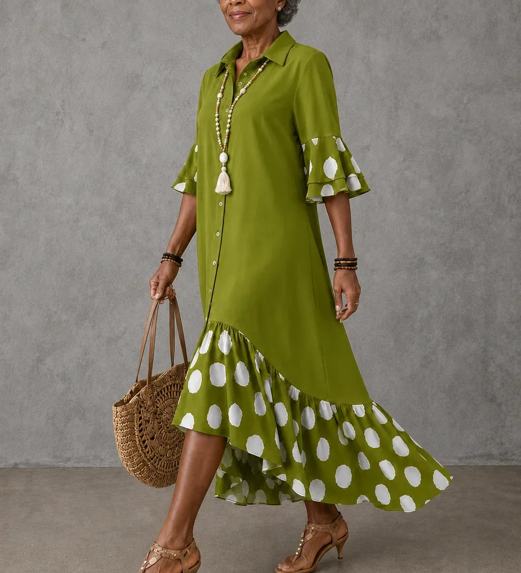 Kelechi | Pilkullinen mekko kauluksella