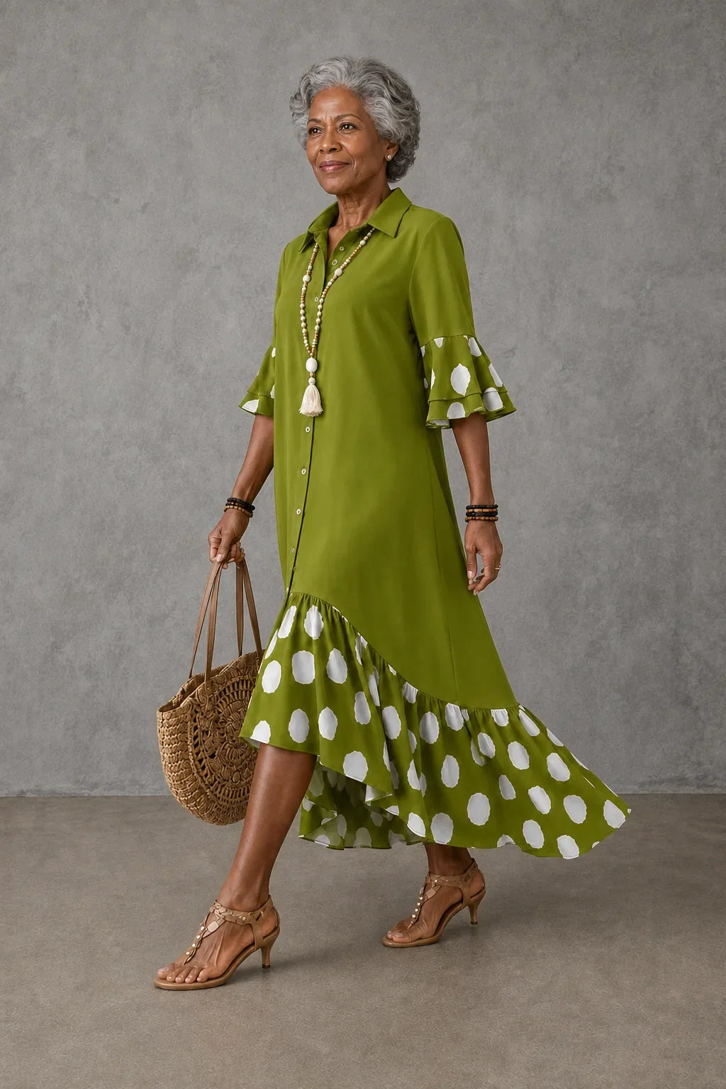Kelechi | Pilkullinen mekko kauluksella