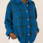 Kelsey | Harjattu ruudullinen neuletakki