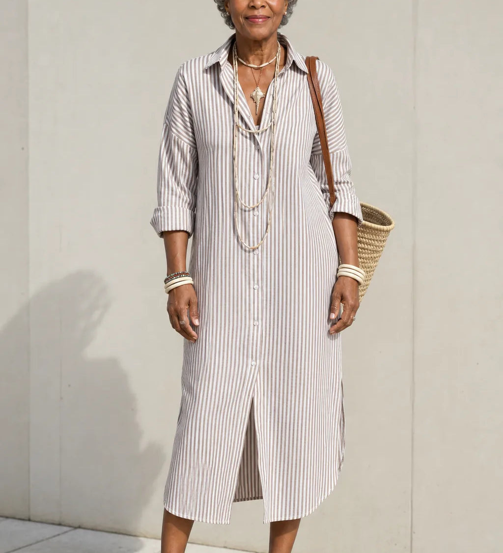 Sanaa | Ajaton raidallinen paitamekko