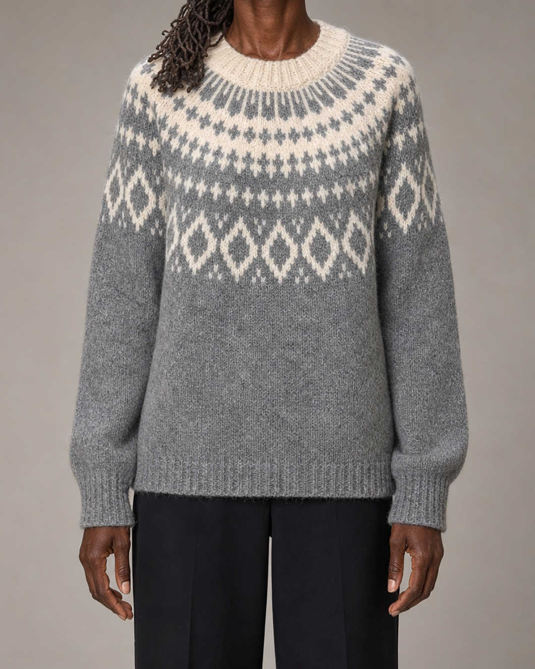 Ida | Sininen vintage fair isle -neulepusero